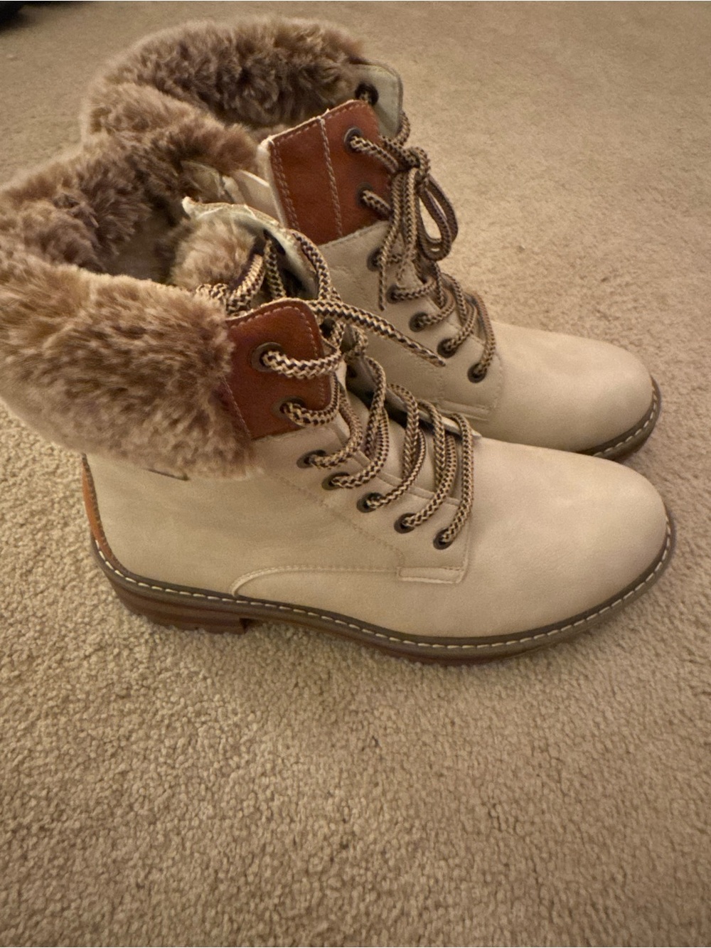 Patrizia Winter Combat Boots Waterproof white/cream Women’s Size